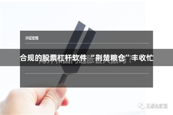 合规的股票杠杆软件 “荆楚粮仓”丰收忙