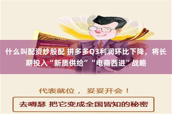 什么叫配资炒股配 拼多多Q3利润环比下降，将长期投入“新质供给”“电商西进”战略